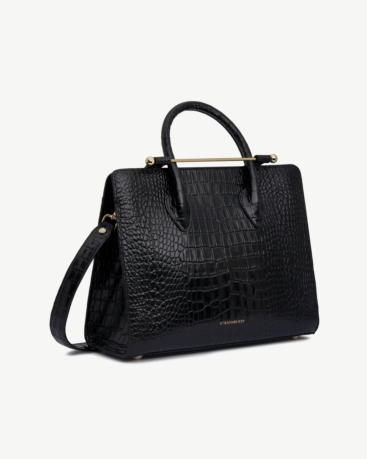 Midi Tote - Croc-Embossed Leather Black - View 3