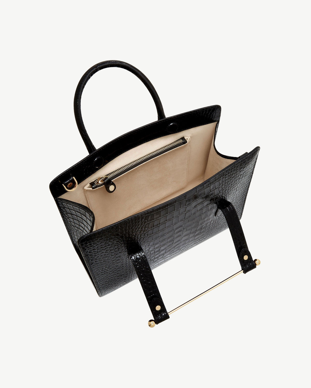 Midi Tote - Croc-Embossed Leather Black - View 6