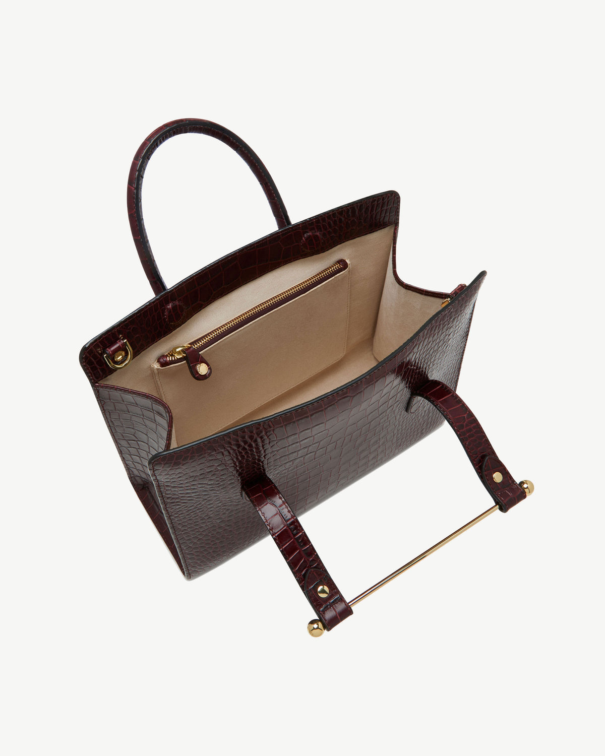 Midi Tote - Croc-Embossed Leather Burgundy - View 6