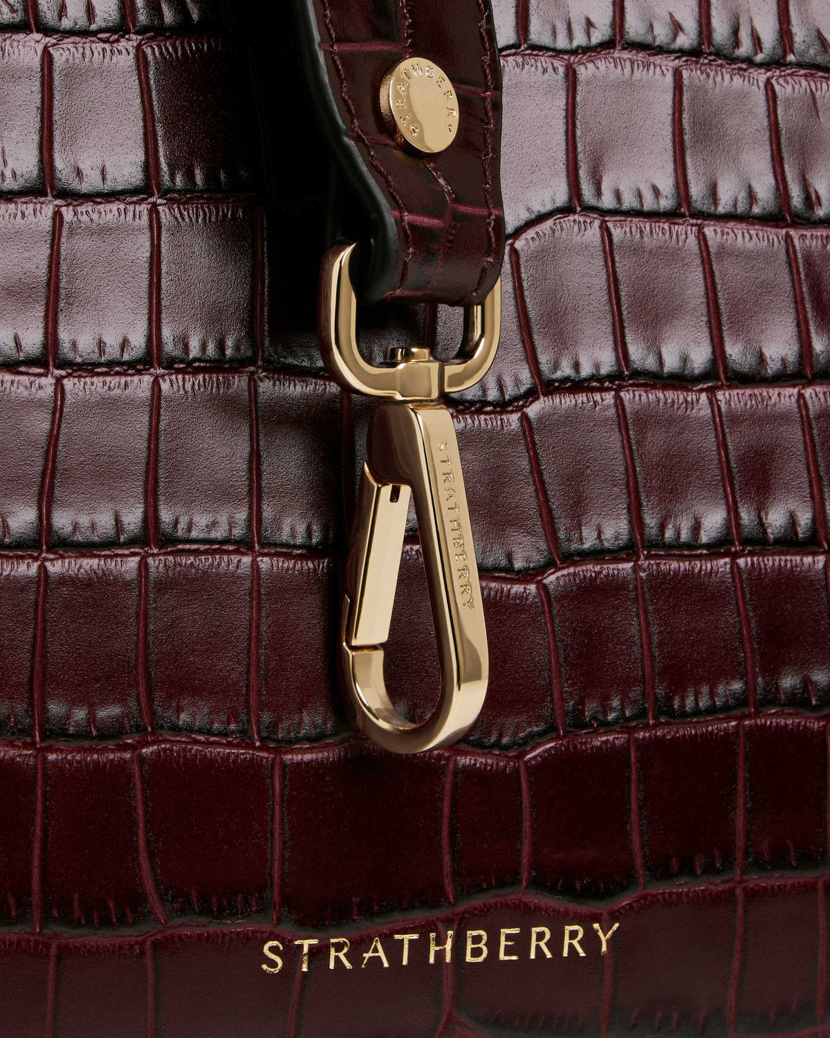 Midi Tote - Croc-Embossed Leather Burgundy - View 7