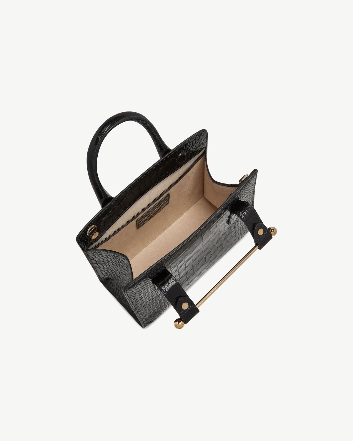 Mini Tote - Croc-Embossed Leather Black - View 5