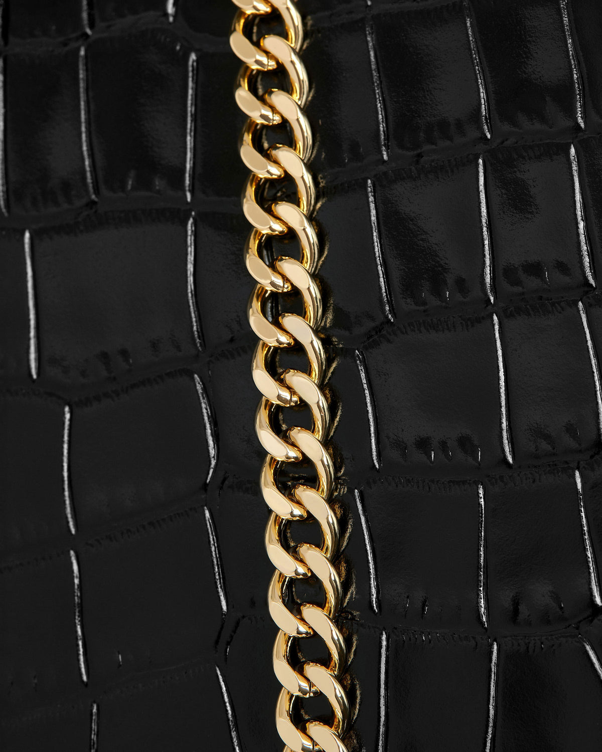 Mini Tote - Croc-Embossed Leather Black - View 6