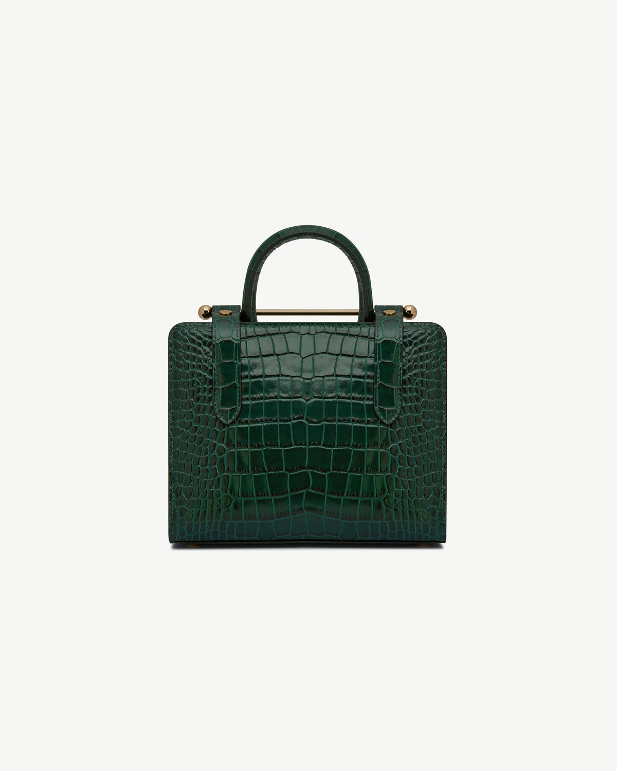 Mini Tote - Croc-Embossed Leather Bottle Green - View 4