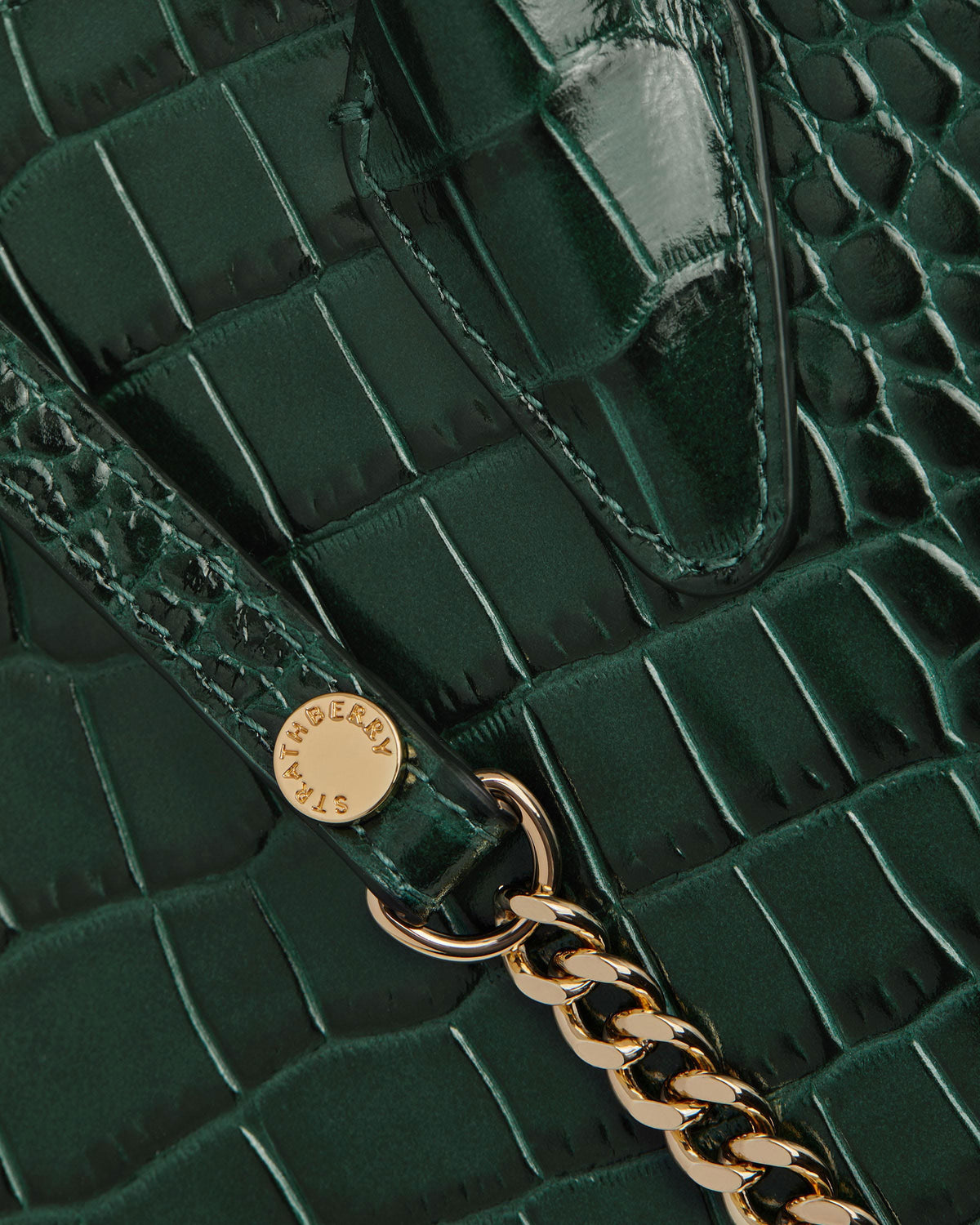 Mini Tote - Croc-Embossed Leather Bottle Green - View 6