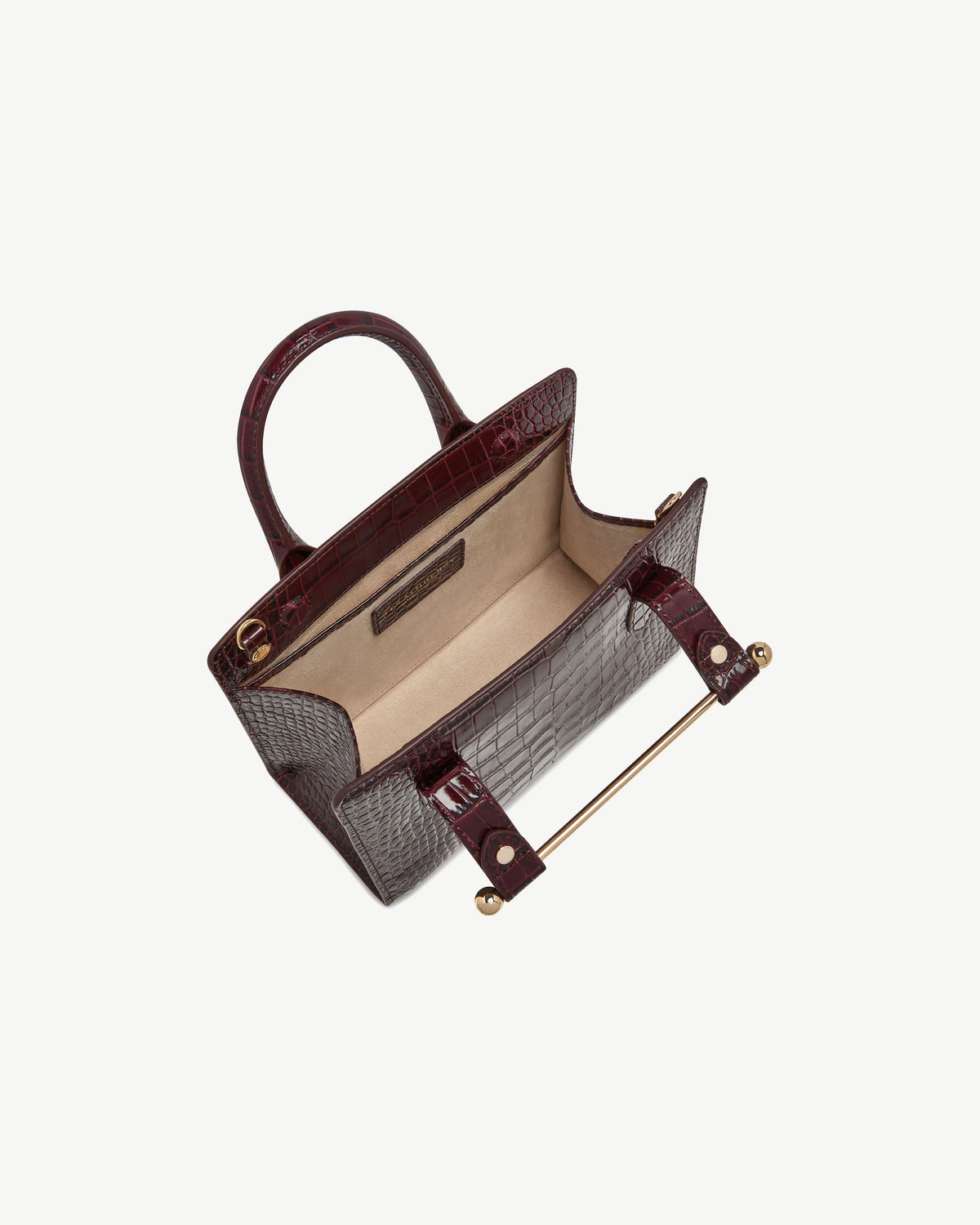 Mini Tote - Croc-Embossed Leather Burgundy - View 5