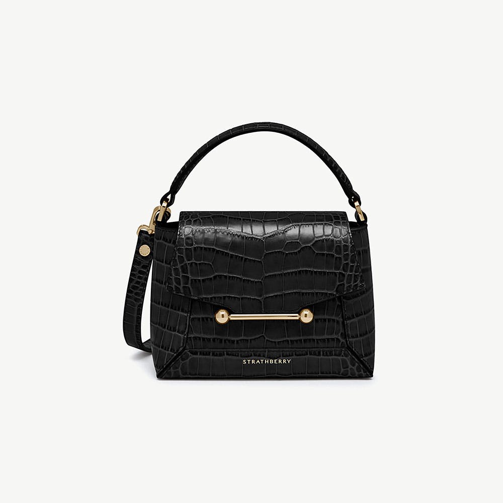 Mosaic Nano - Soft Croc-Embossed Leather Black - View 1