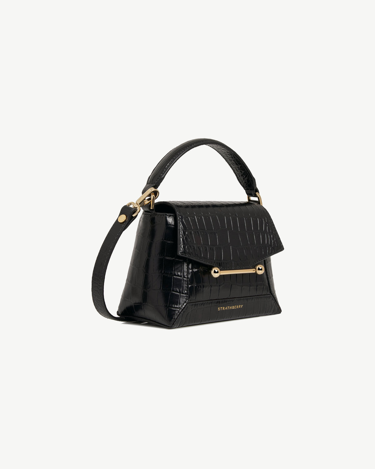 Mosaic Nano - Soft Croc-Embossed Leather Black - View 3