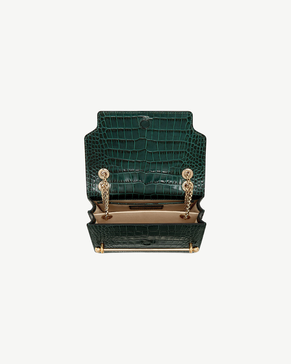 East/West Mini - Croc-Embossed Leather Bottle Green - View 5