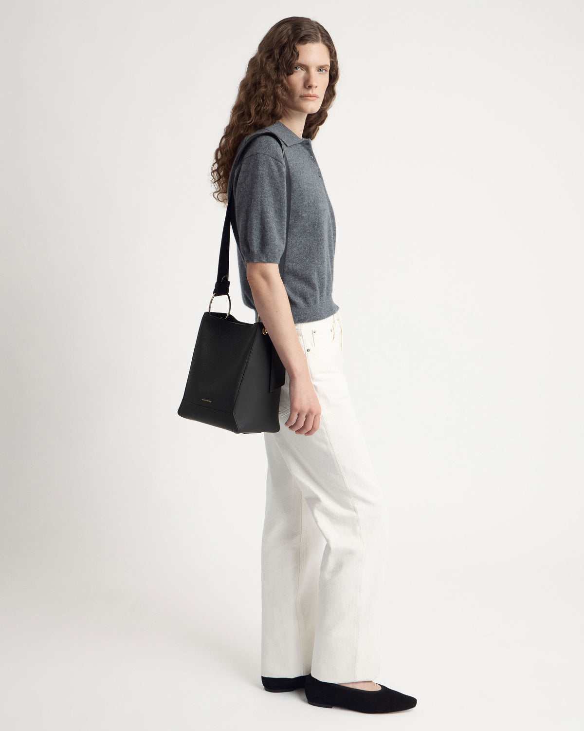 Lana Midi Bucket Bag - Black - View 8