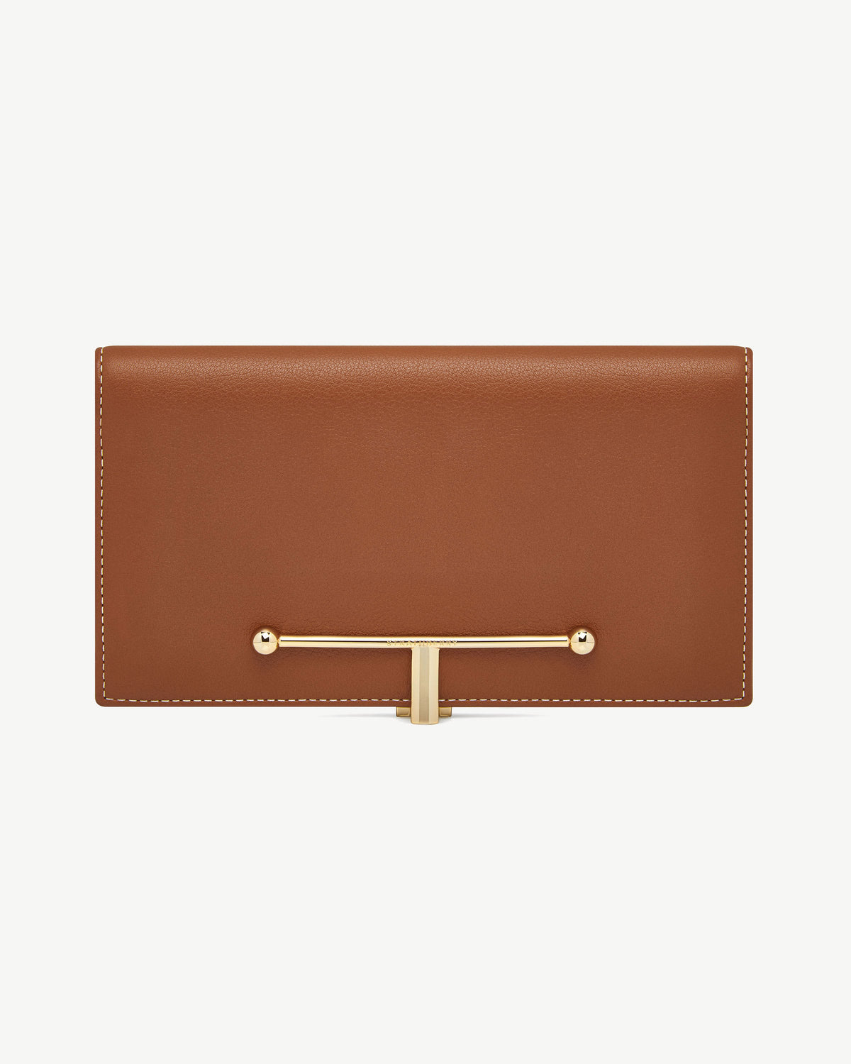 Large Melville Street Wallet - Chestnut with Vanilla Stitch - View 2