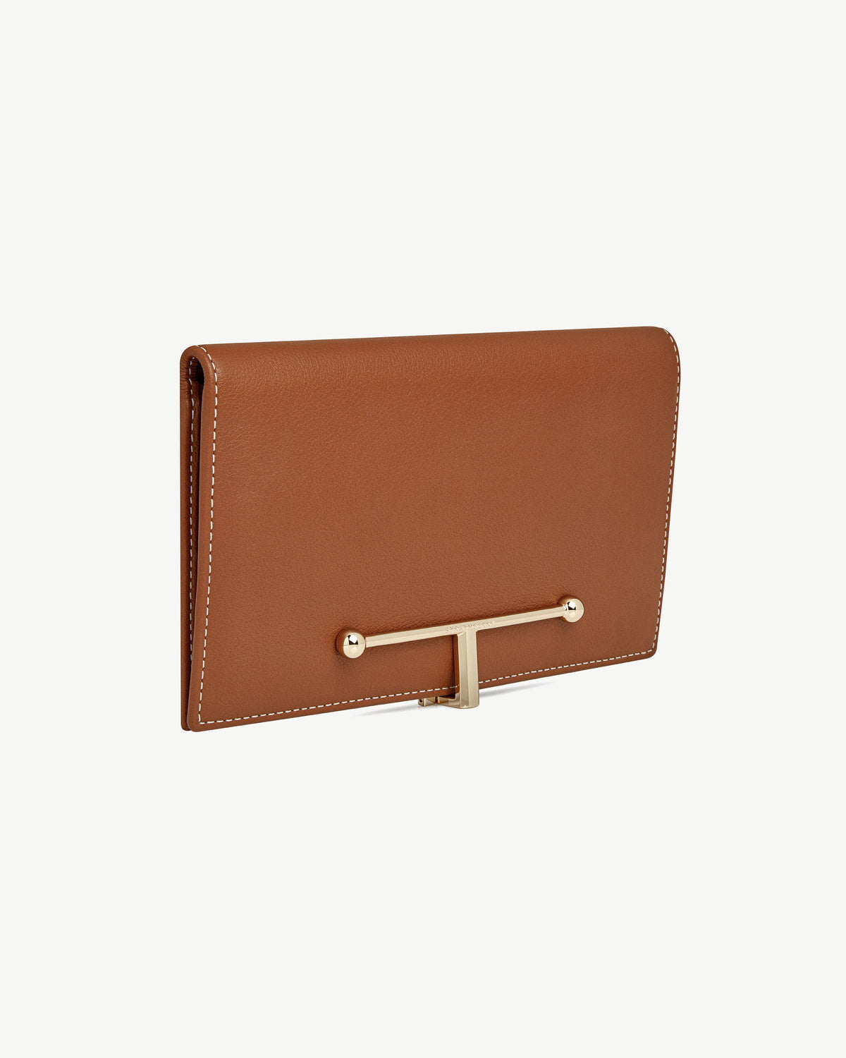 Large Melville Street Wallet - Chestnut with Vanilla Stitch - View 5