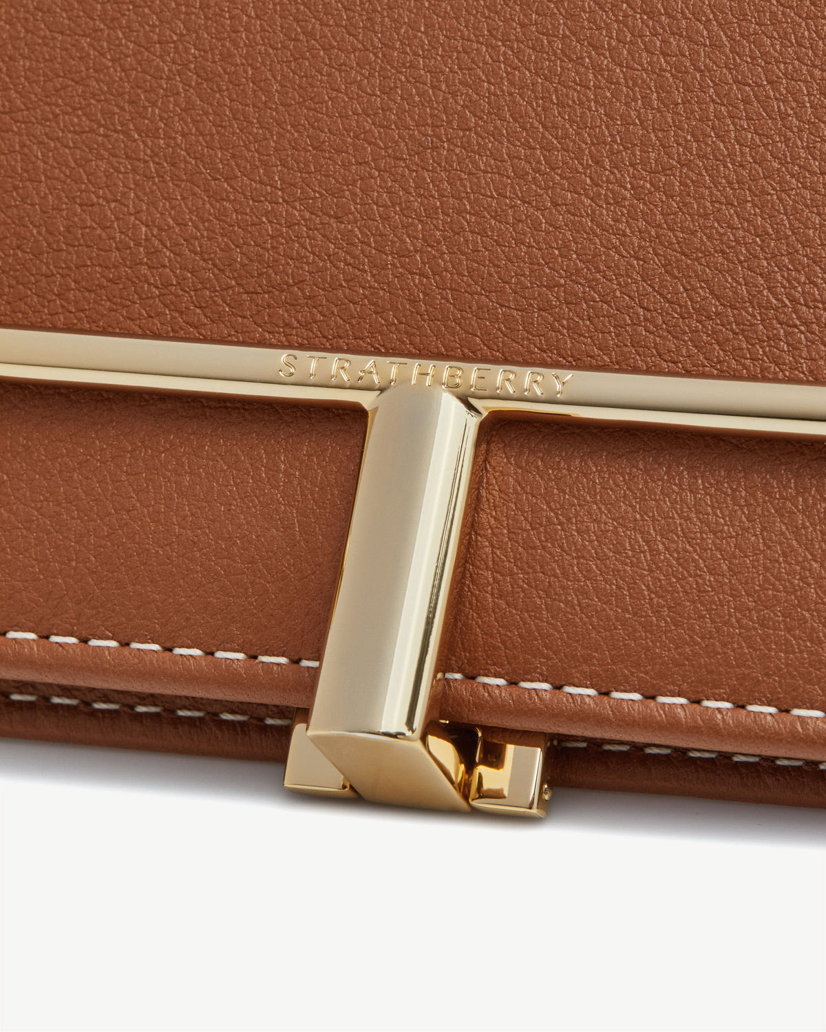 Large Melville Street Wallet - Chestnut with Vanilla Stitch - View 6