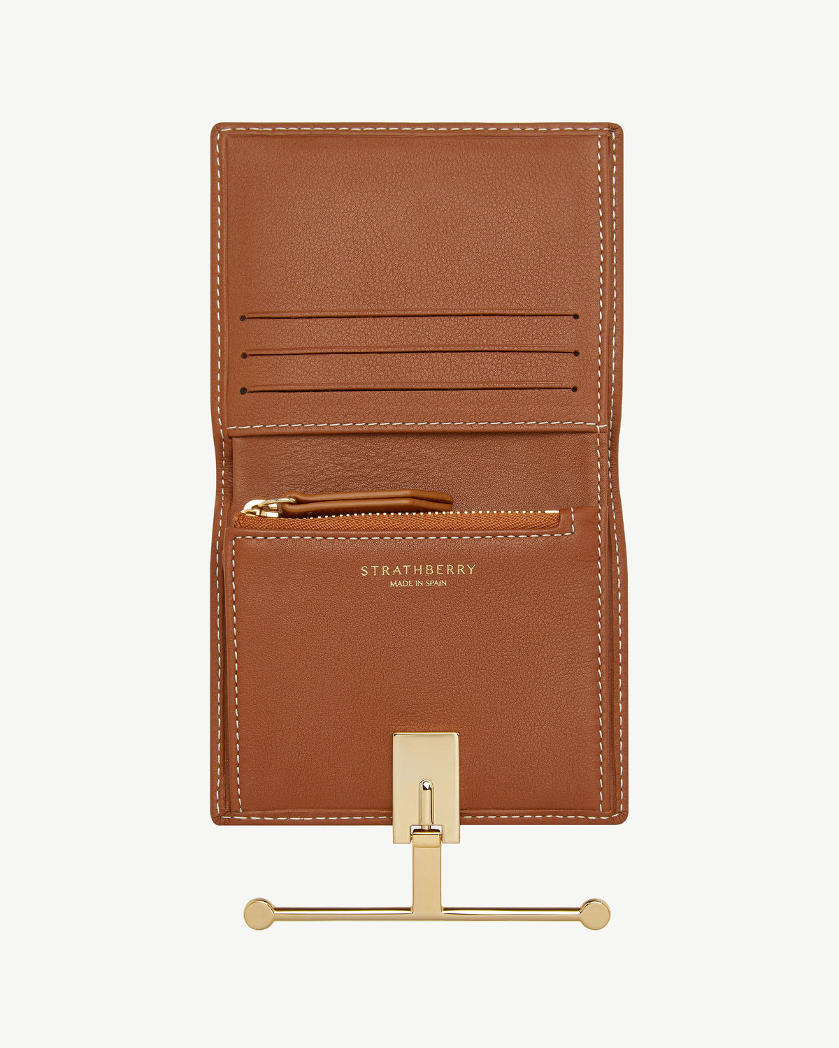 Melville Street Wallet - Chestnut with Vanilla Stitch - View 6