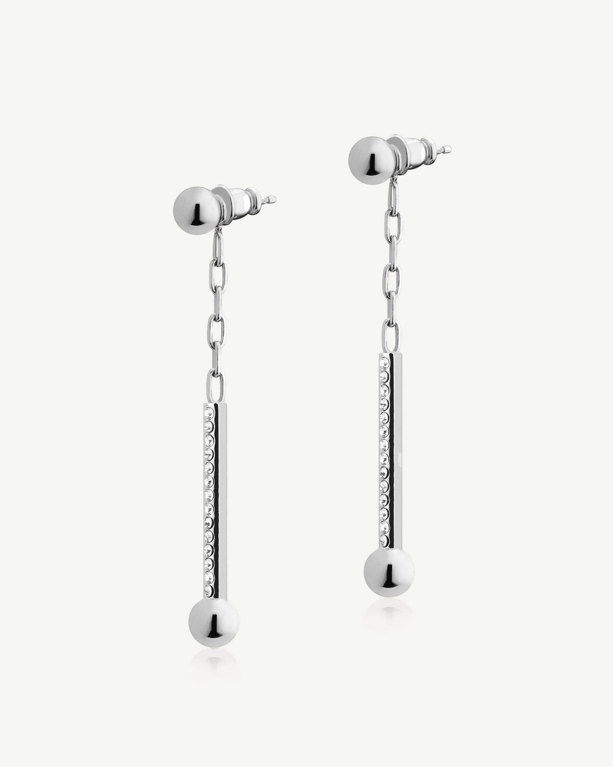 Crystal Music Drop Earrings - Silver - View 4
