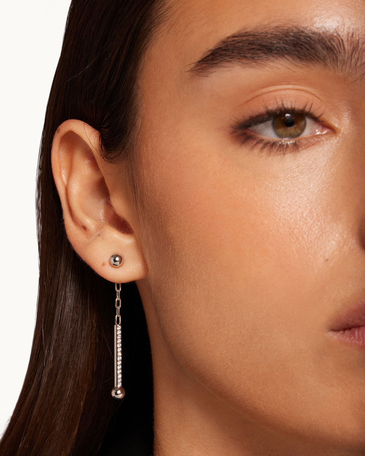Crystal Music Drop Earrings - Silver - View 3