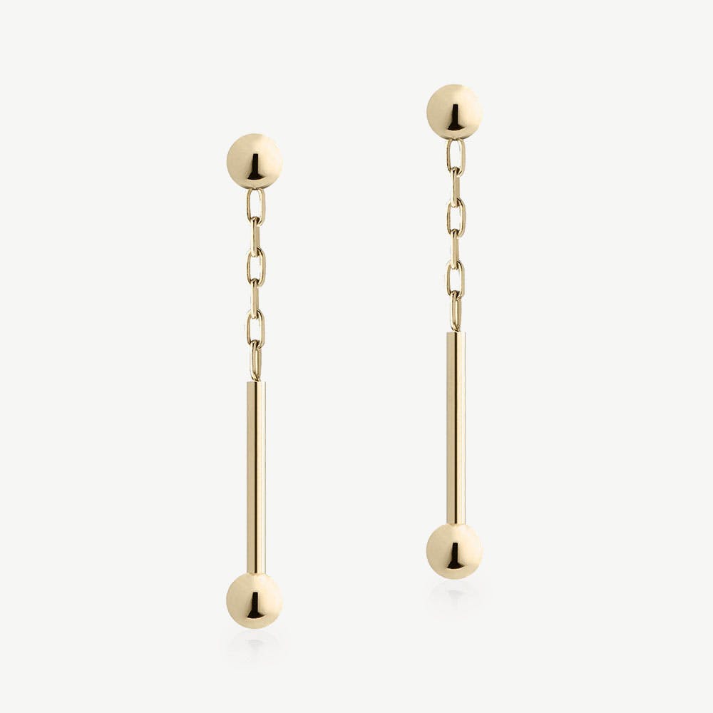 Music Bar Drop Earrings - 22 Carat Gold Gilded - View 1
