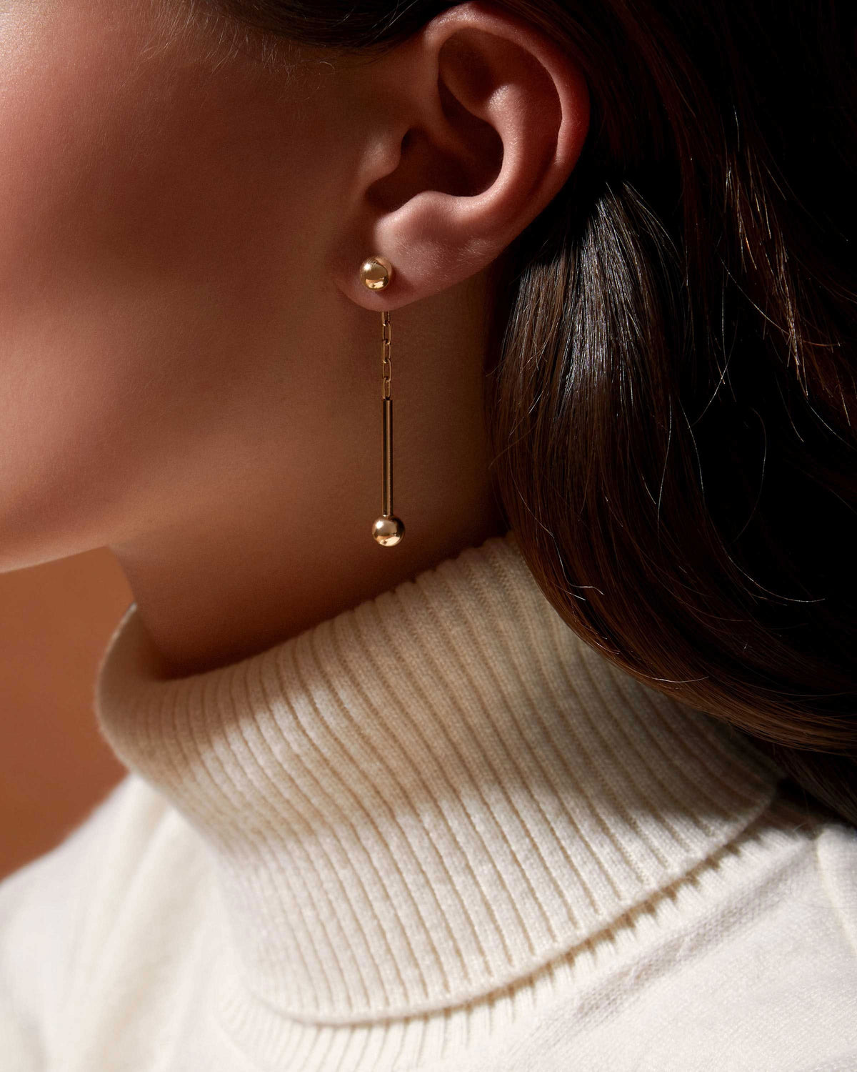 Music Bar Drop Earrings - 22 Carat Gold Gilded - View 8