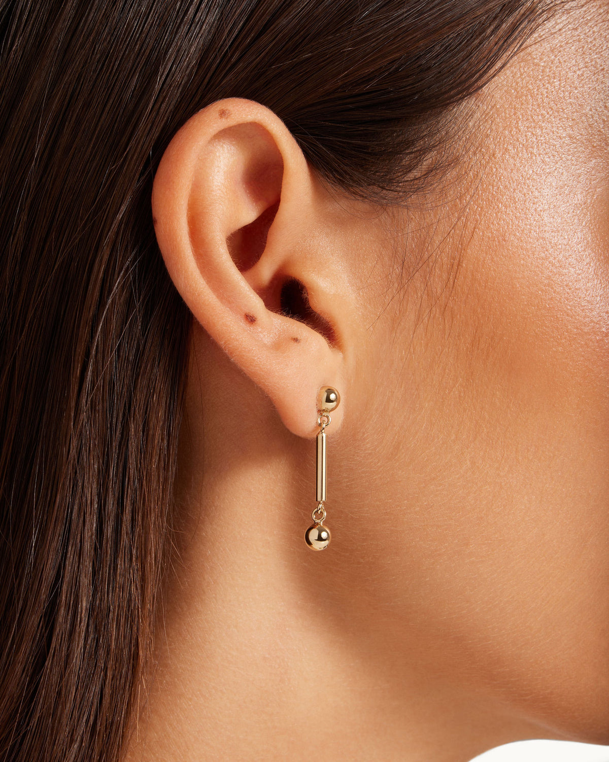 Music Bar Earrings - 22 Carat Gold Gilded - View 3
