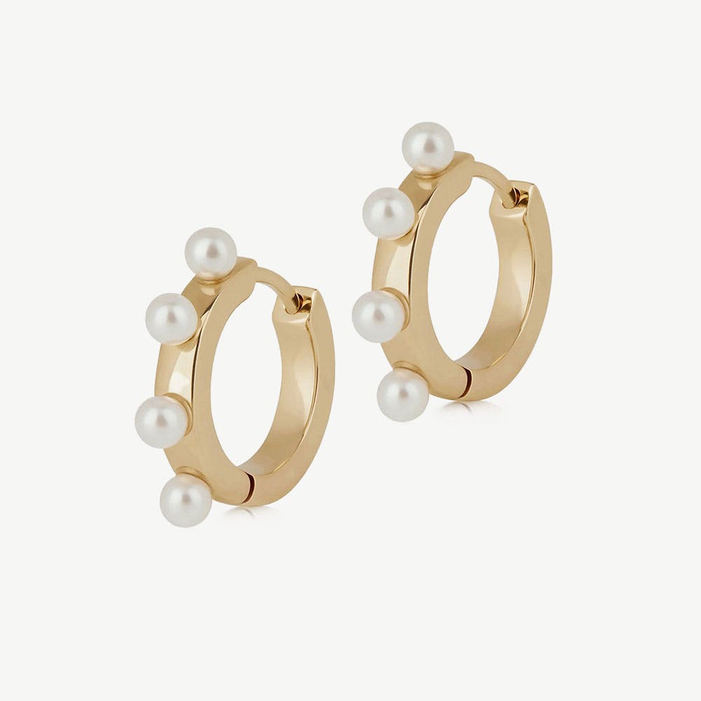 Pearl Huggies - 22 Carat Gold Gilded - View 1