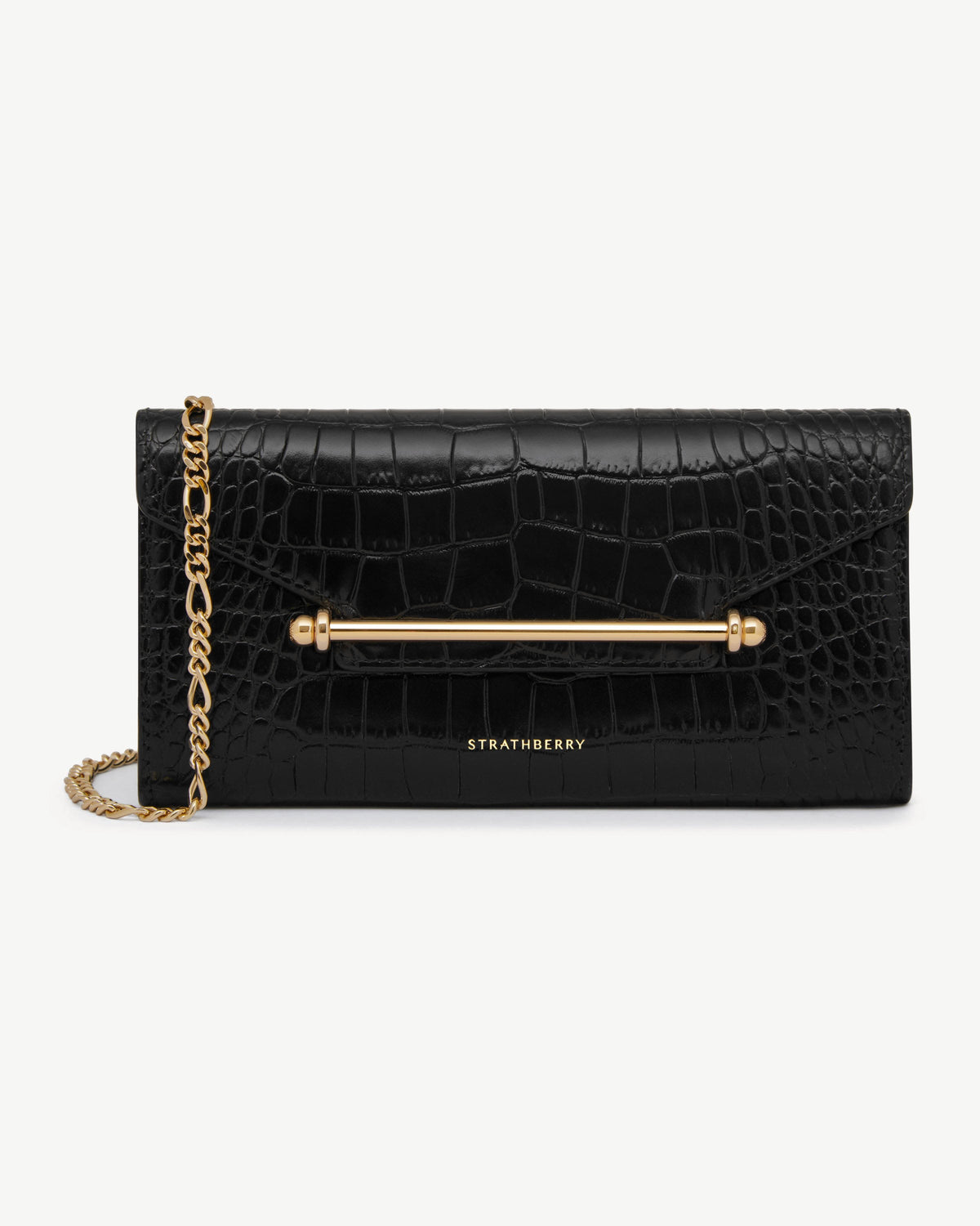 Multrees Chain Wallet - Croc-Embossed Leather Black - View 2
