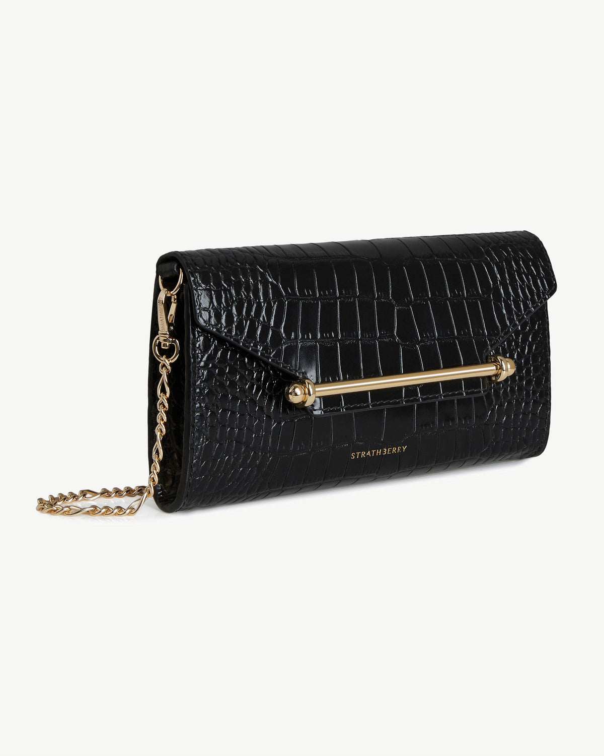 Multrees Chain Wallet - Croc-Embossed Leather Black - View 3
