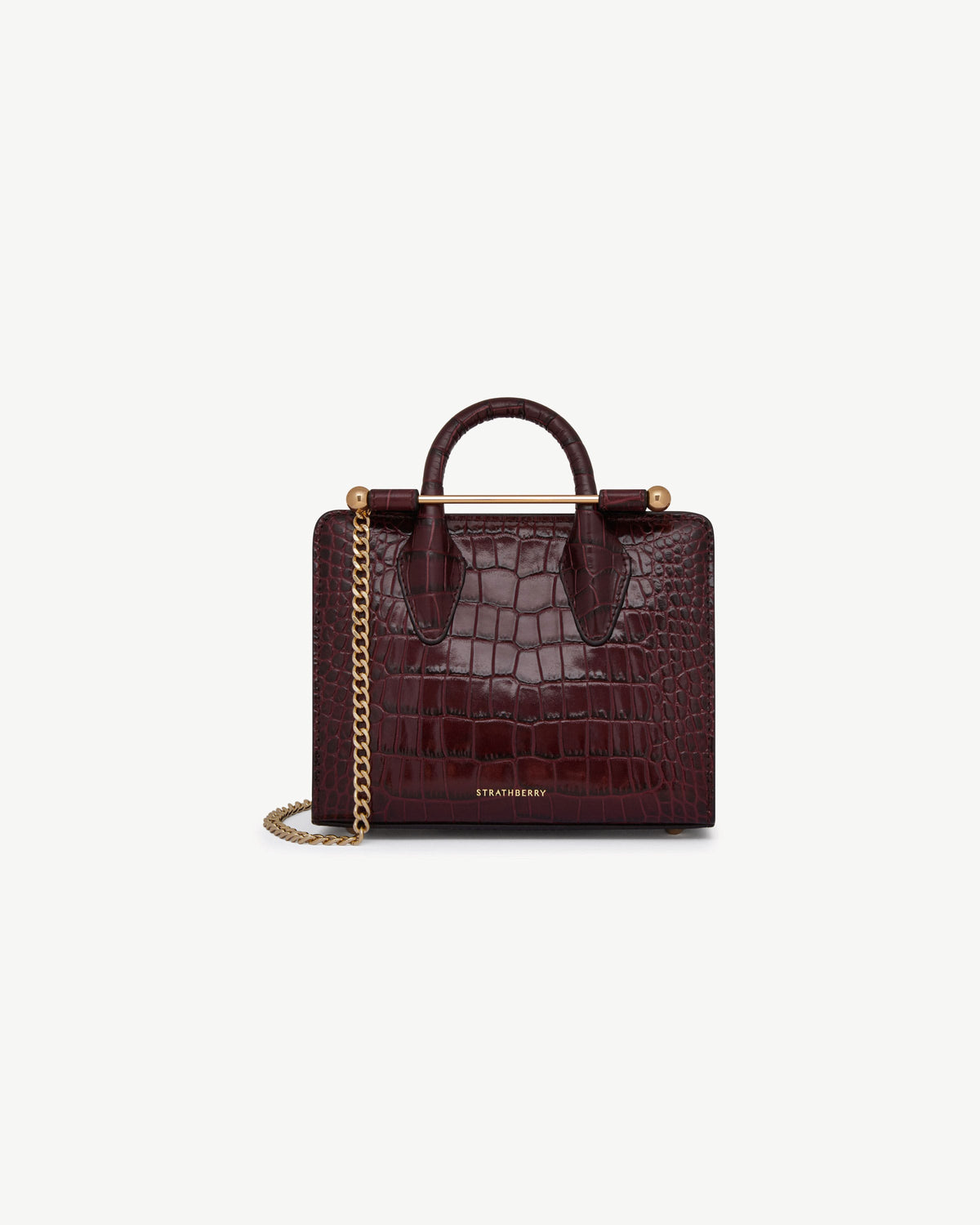 Nano Tote - Croc-Embossed Leather Burgundy - View 2
