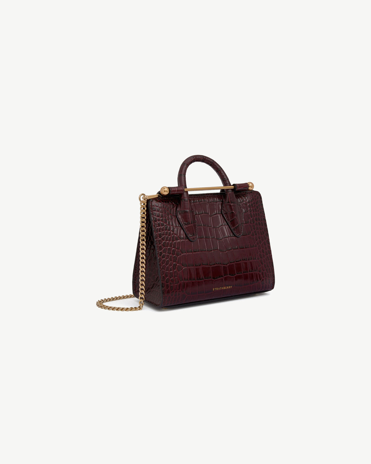 Nano Tote - Croc-Embossed Leather Burgundy - View 3