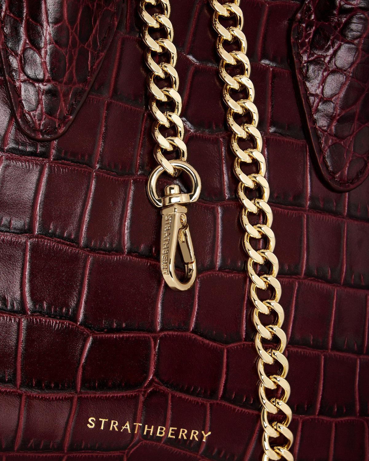 Nano Tote - Croc-Embossed Leather Burgundy - View 6