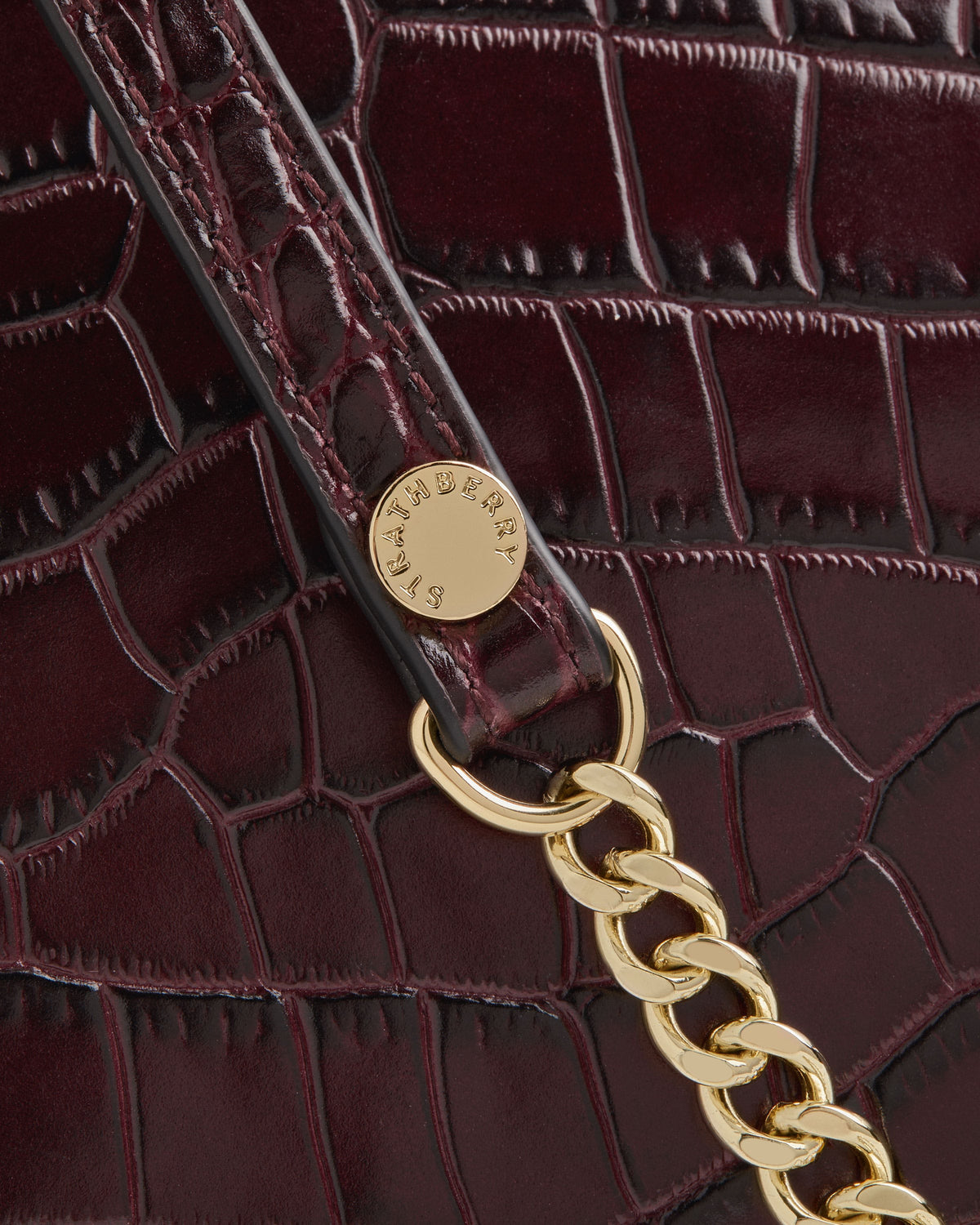 Stylist - Croc-Embossed Leather Burgundy - View 6