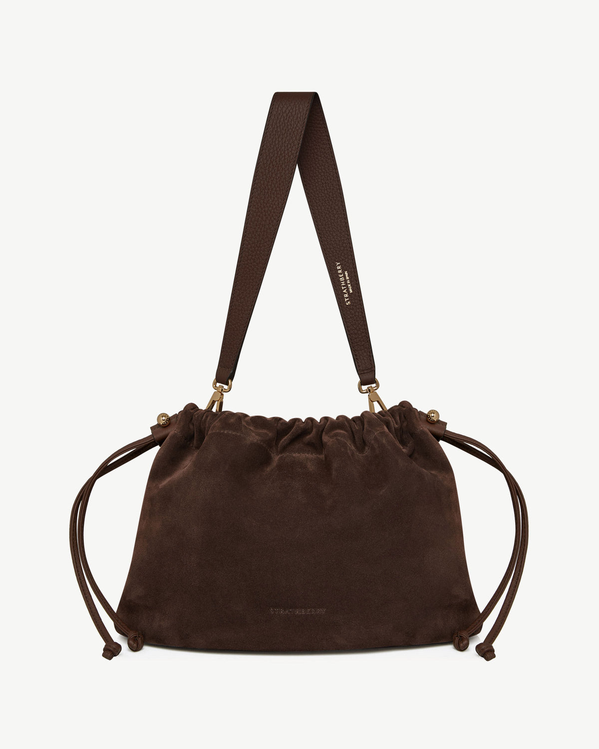 Charlotte Midi Drawstring - Chocolate Suede - View 2