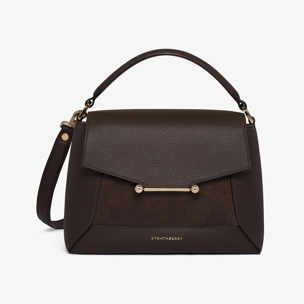 Mosaic Bag - Dark Chocolate Suede/Leather - View 1