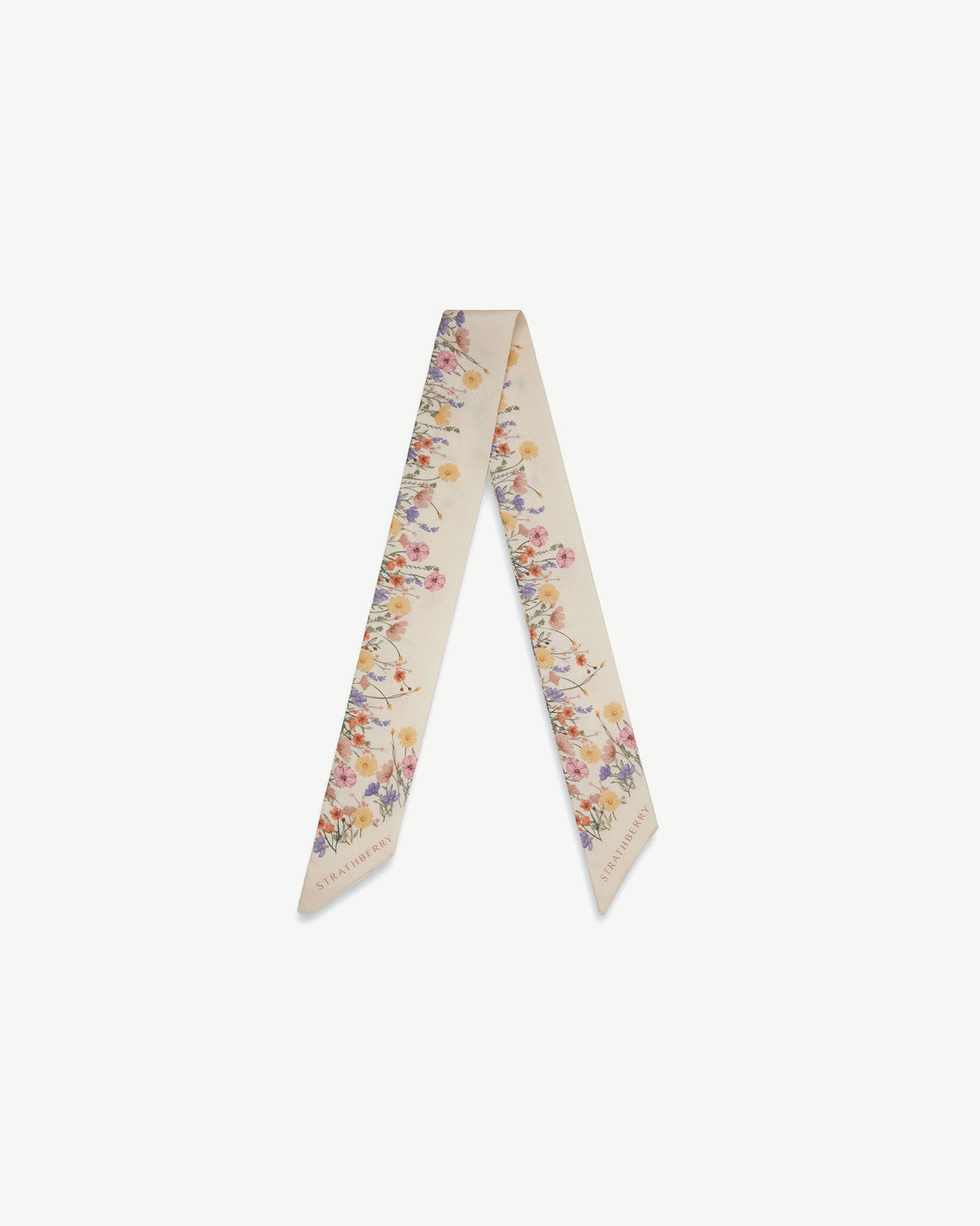 Silk Skinny Scarf - Vanilla Frame Flower Print - View 2