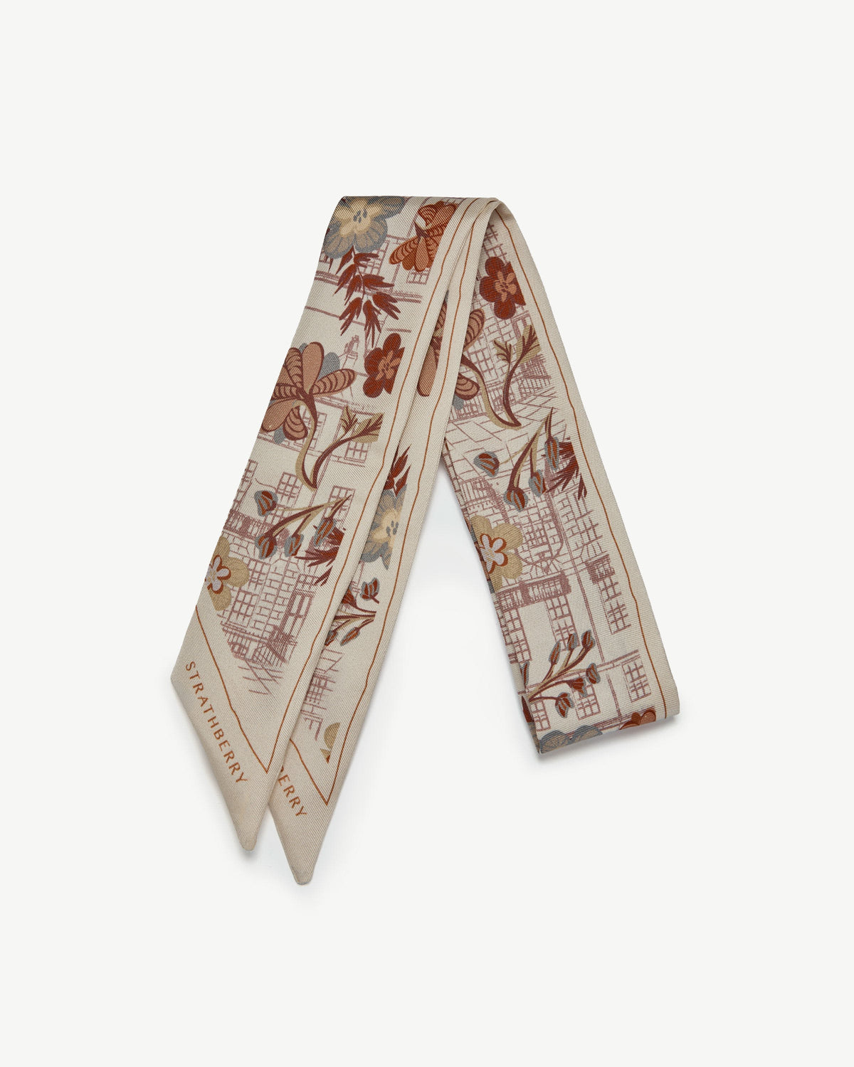 Silk Skinny Scarf - Strathberry Townhouse Print - View 3