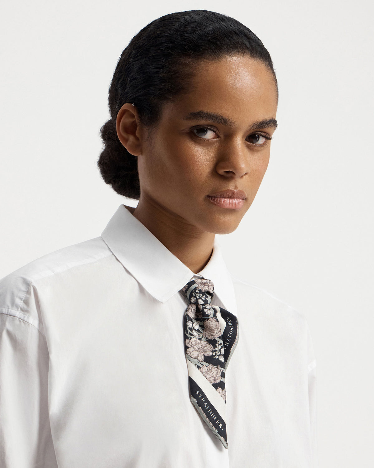 Silk Skinny Scarf - ECA Charlotte Floral Black/Oat - View 5