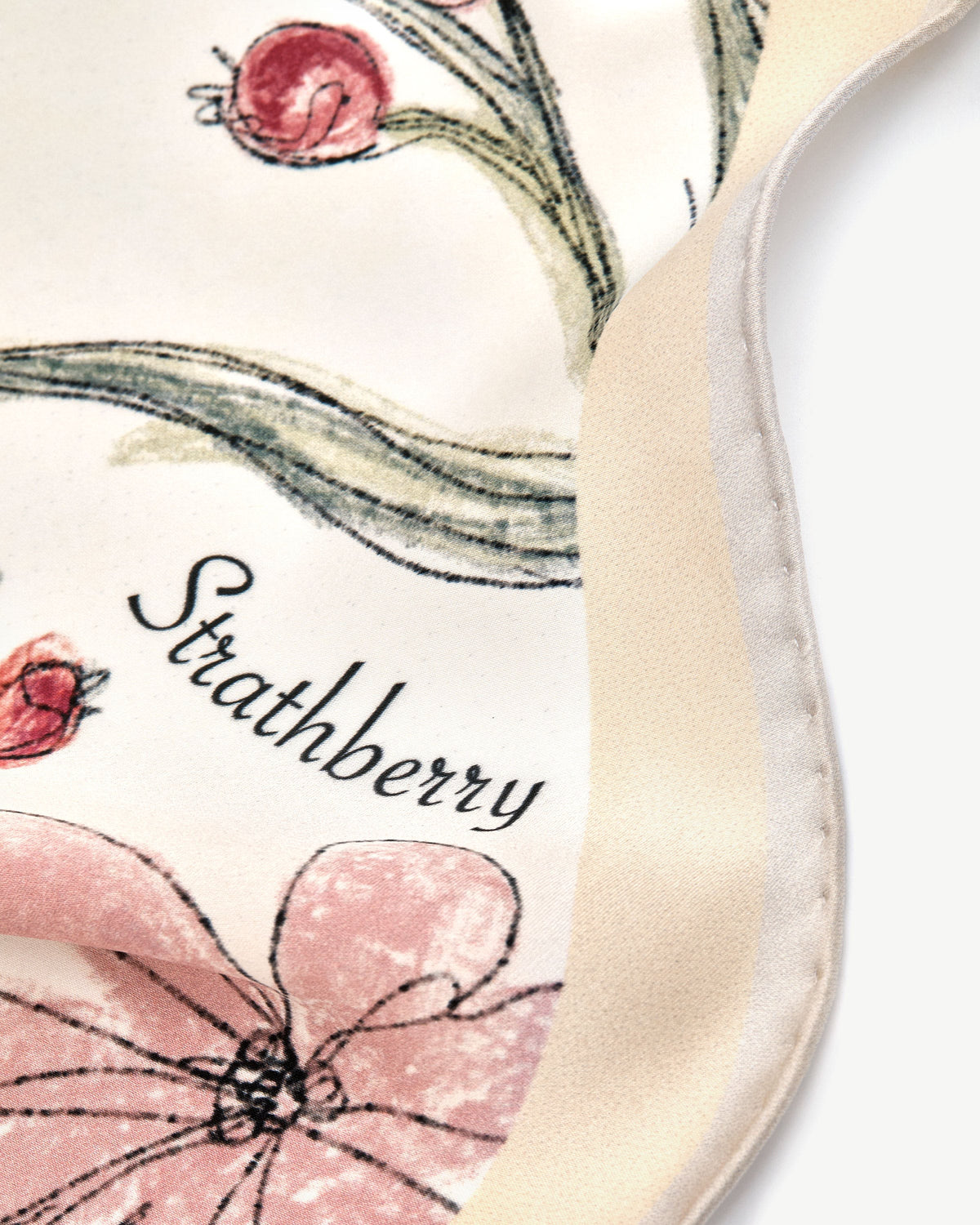 Silk Diamond Scarf - Butter Yellow Berry Flower - View 3