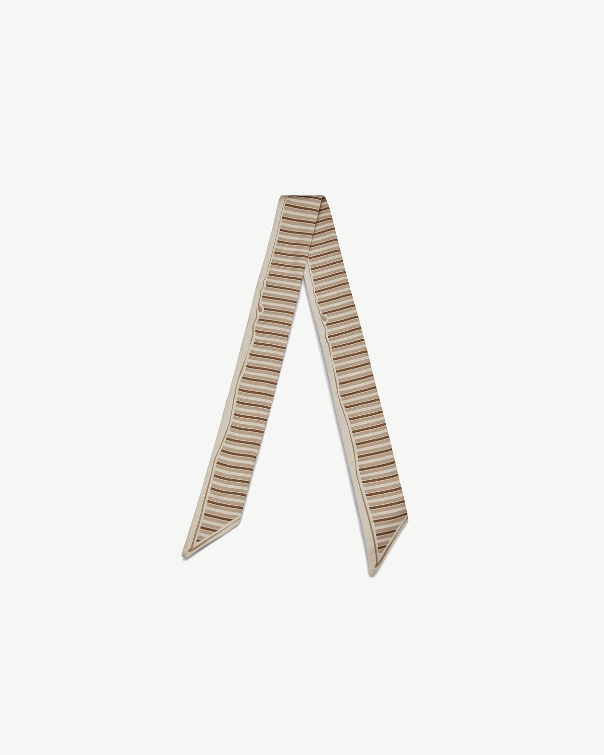 Silk Skinny Scarf - Caramel/Sand Stripes - View 2