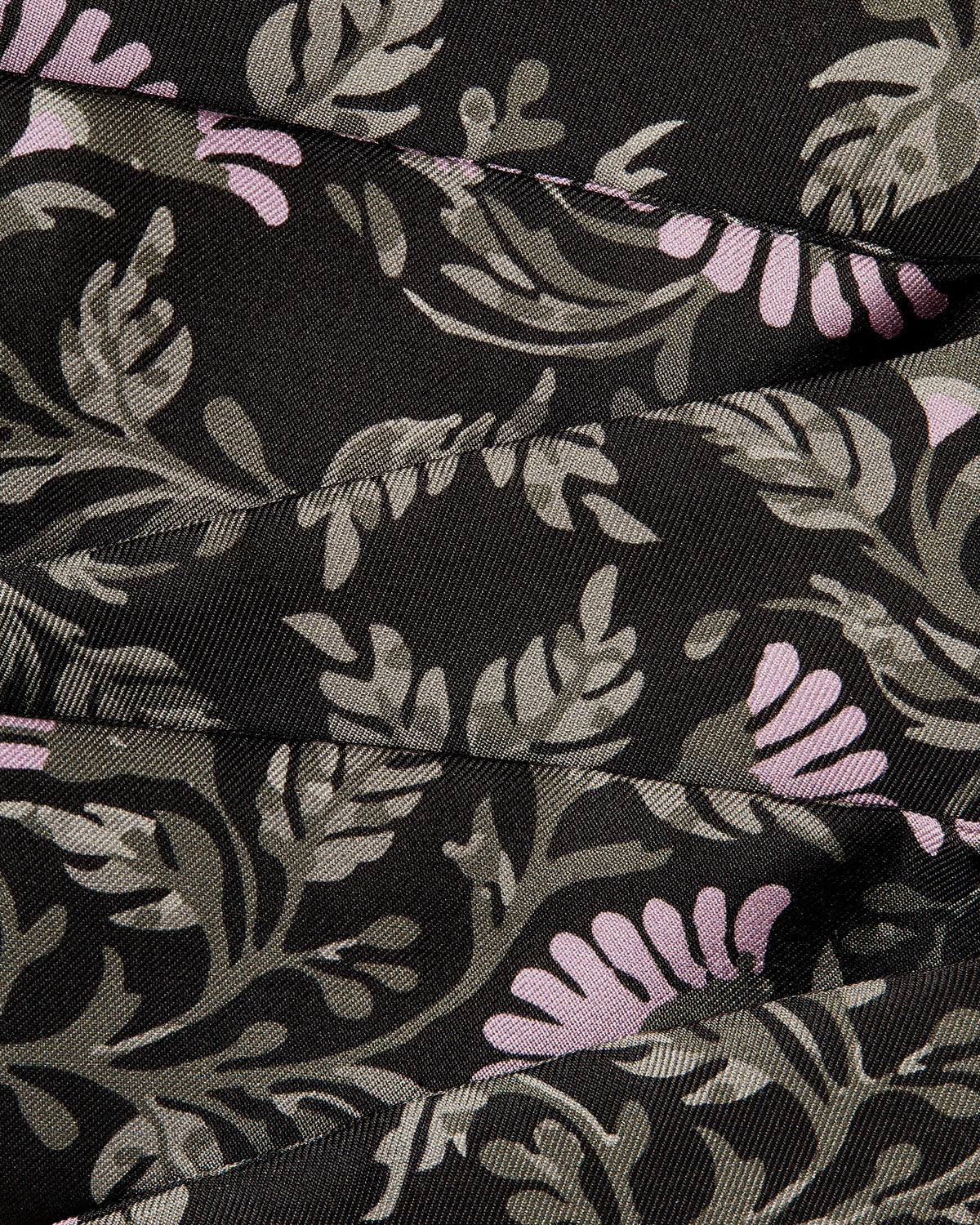 Silk Skinny Scarf - Dark Green Thistle Print - View 3
