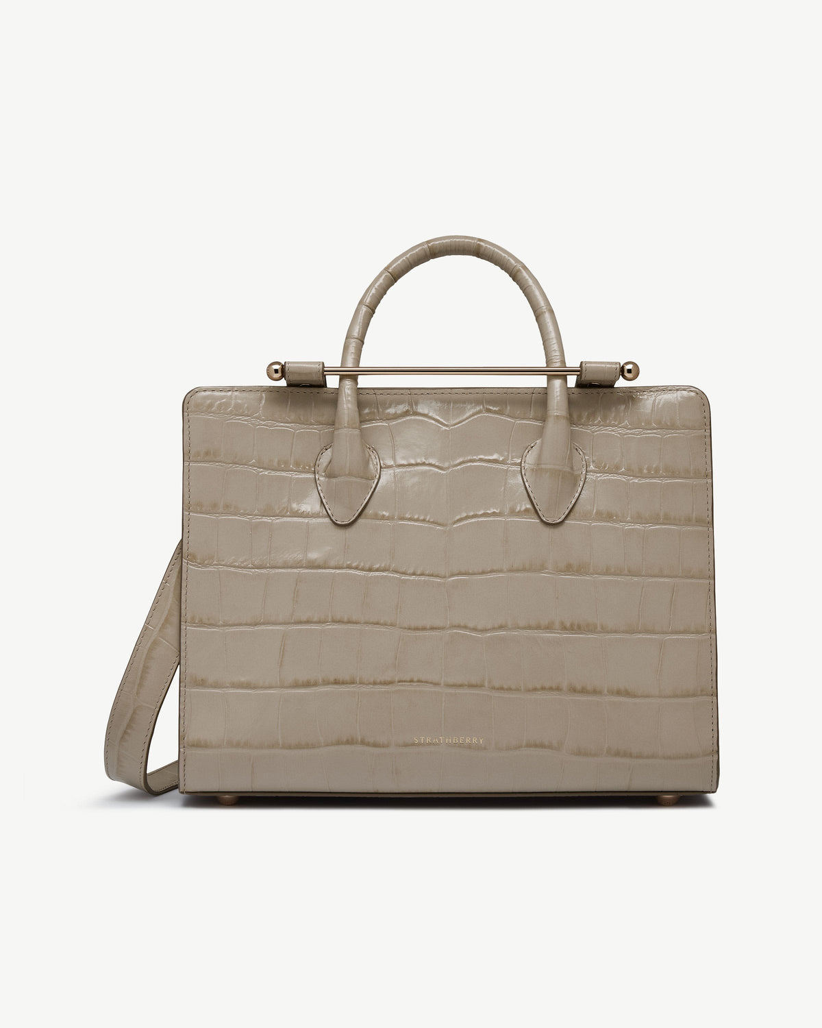 Midi Tote - Croc-Embossed Leather Light Taupe - View 2