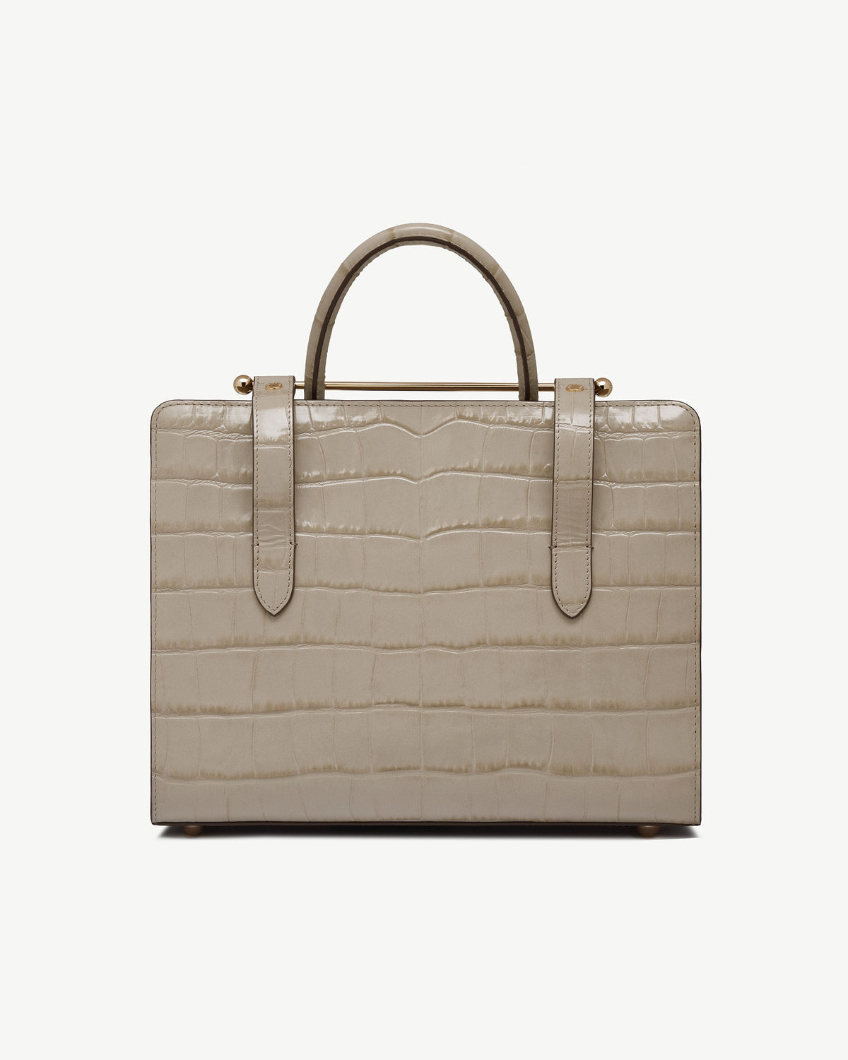 Midi Tote - Croc-Embossed Leather Light Taupe - View 4