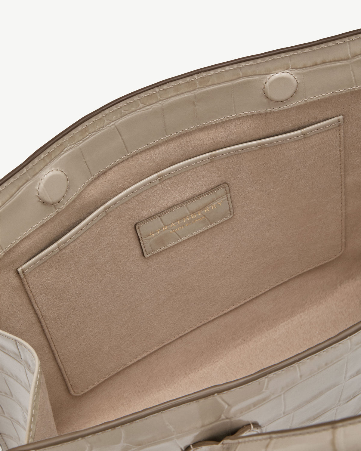 Midi Tote - Croc-Embossed Leather Light Taupe - View 7
