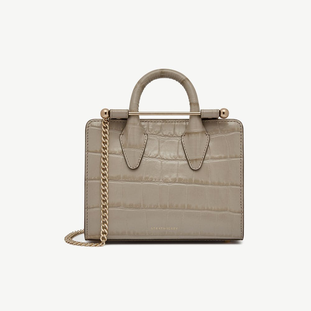 Nano Tote - Croc-Embossed Leather Light Taupe - View 1