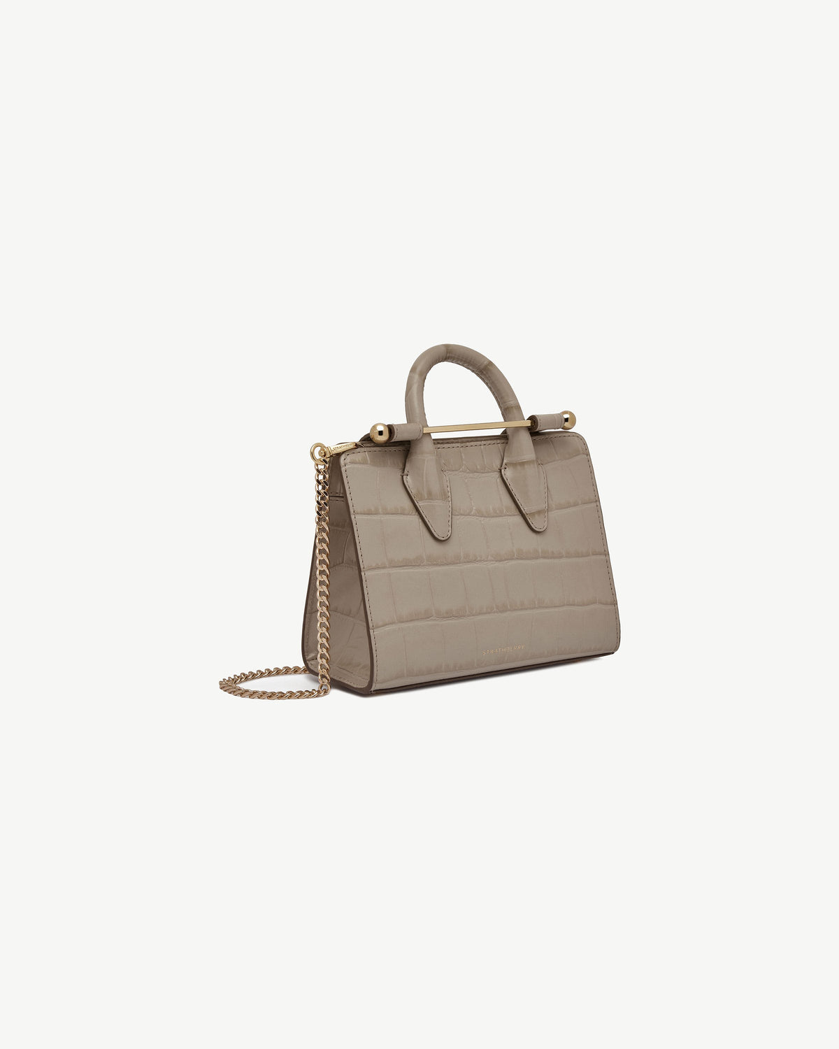 Nano Tote - Croc-Embossed Leather Light Taupe - View 3