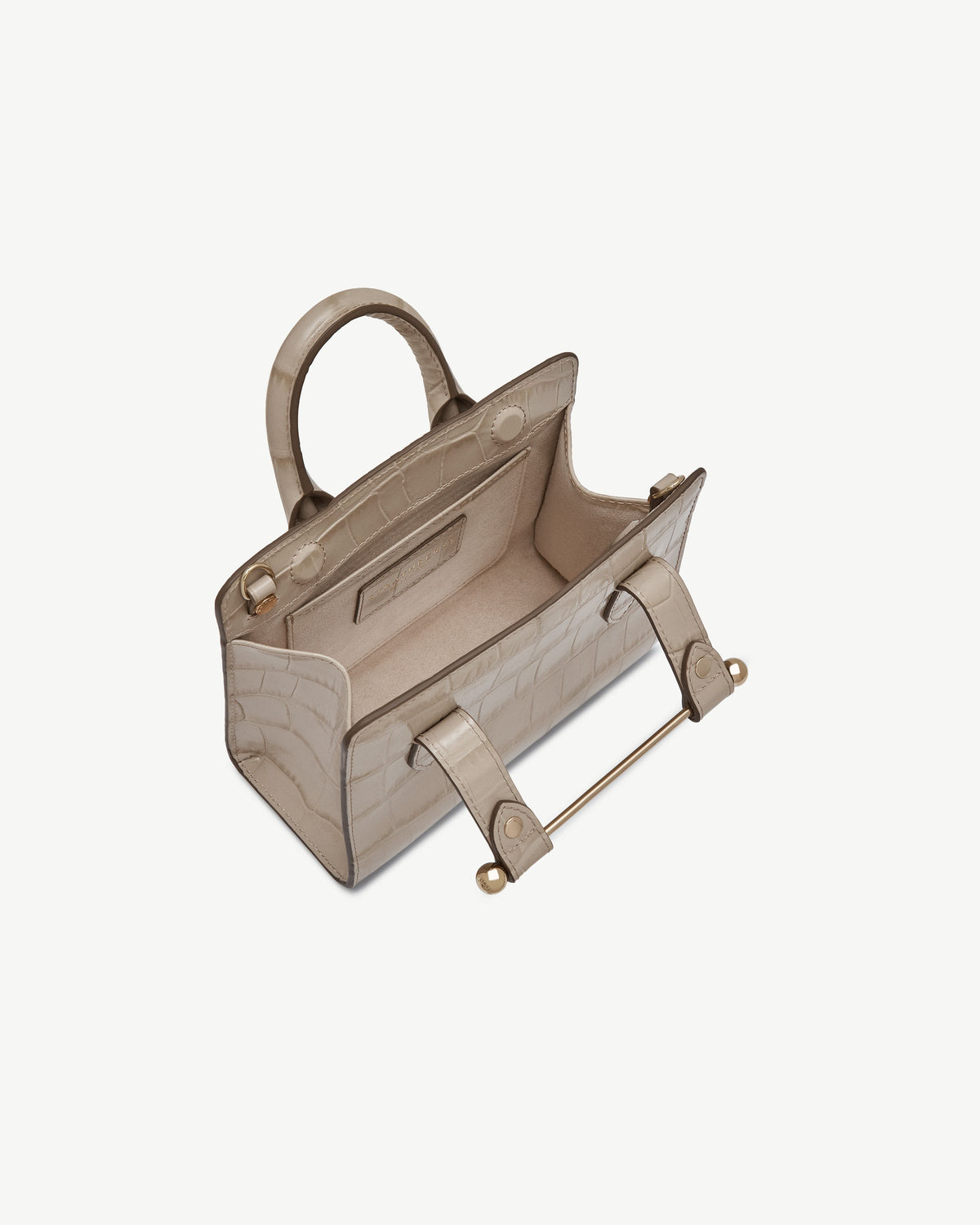 Nano Tote - Croc-Embossed Leather Light Taupe - View 5