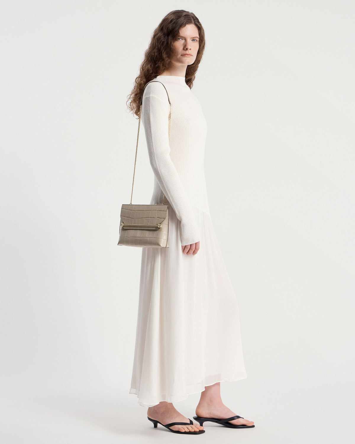 Stylist - Croc-Embossed Leather Light Taupe - View 9