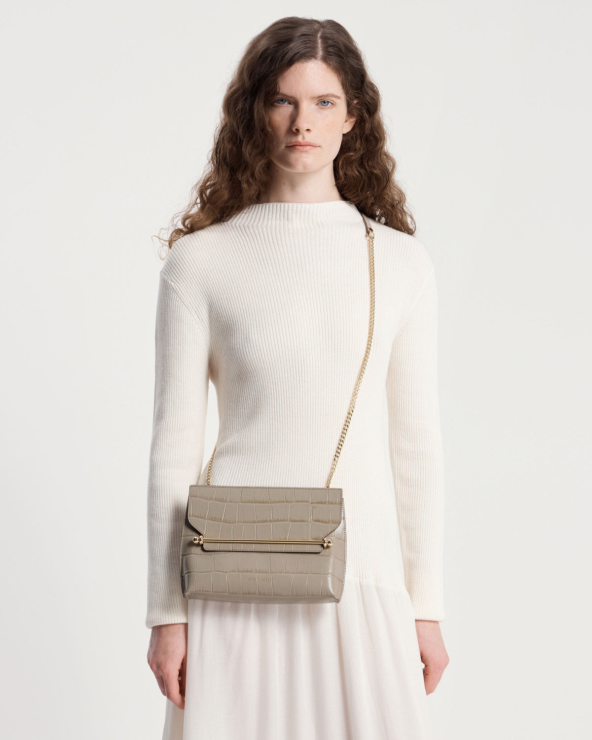 Stylist - Croc-Embossed Leather Light Taupe - View 7