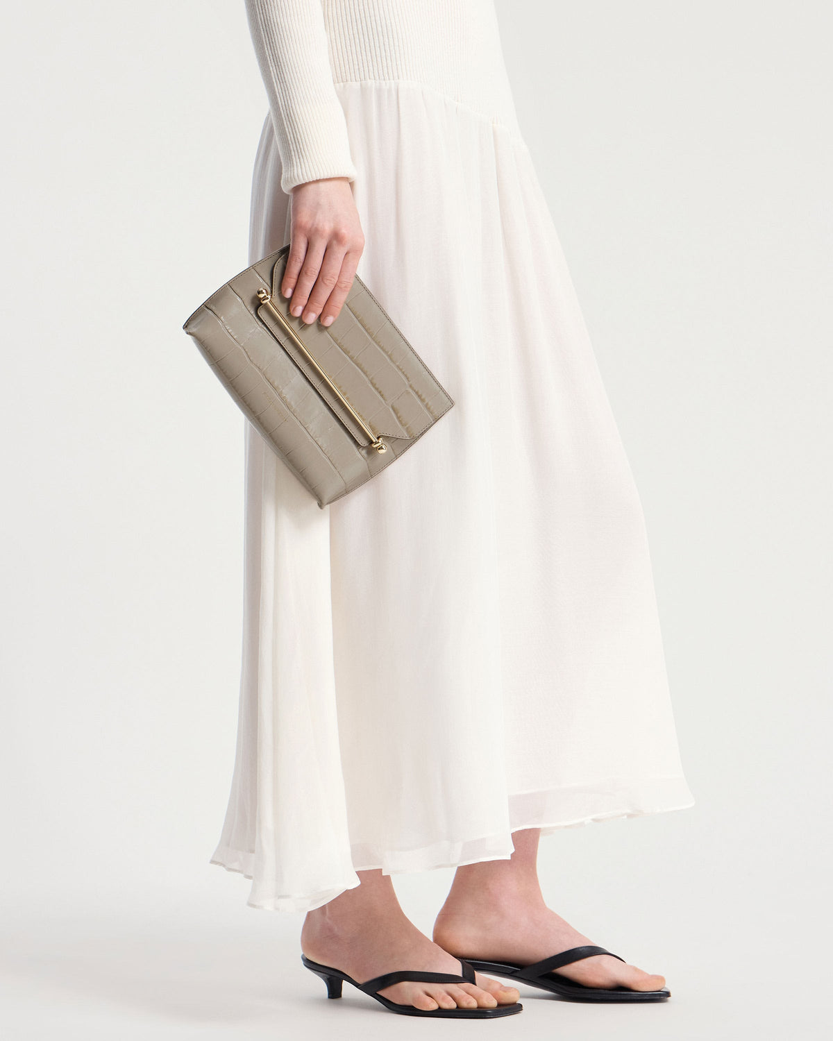 Stylist - Croc-Embossed Leather Light Taupe - View 8