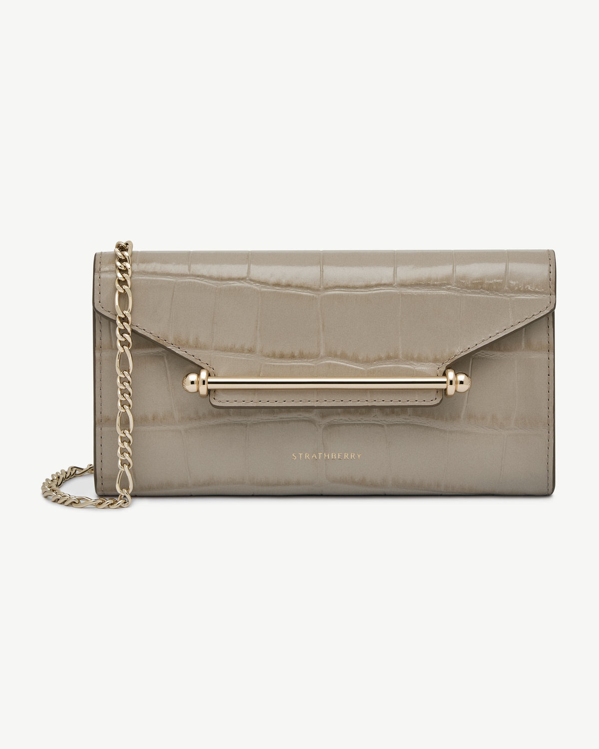 Multrees Chain Wallet - Croc-Embossed Leather Light Taupe - View 2
