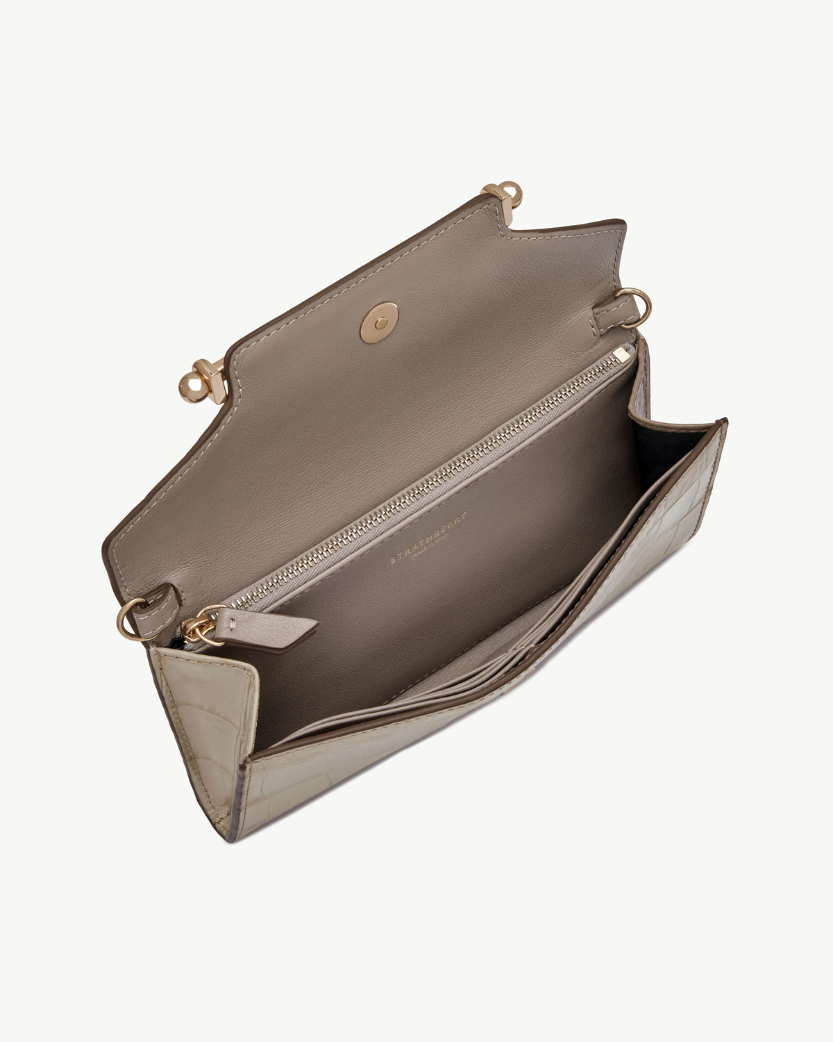 Multrees Chain Wallet - Croc-Embossed Leather Light Taupe - View 5