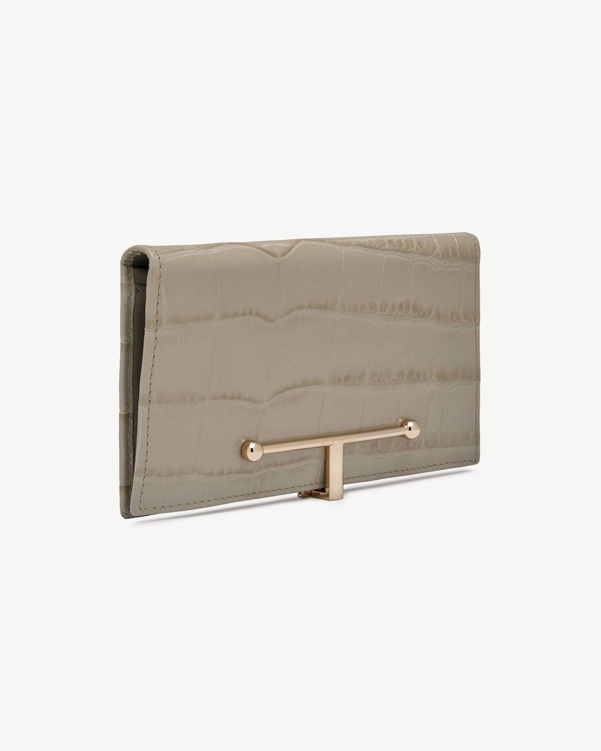 Large Melville Street Wallet - Croc-Embossed Leather Light Taupe - View 3