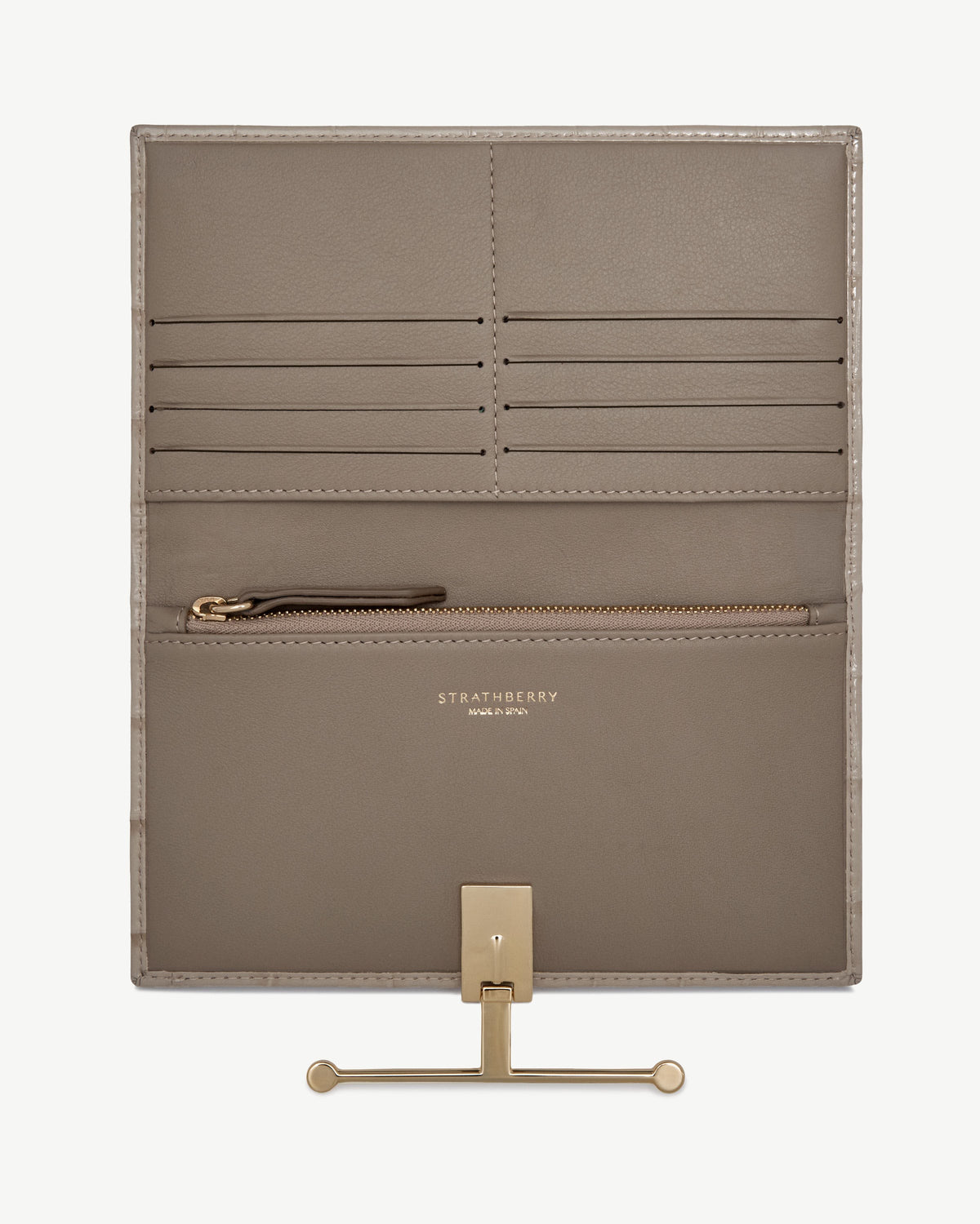 Large Melville Street Wallet - Croc-Embossed Leather Light Taupe - View 5